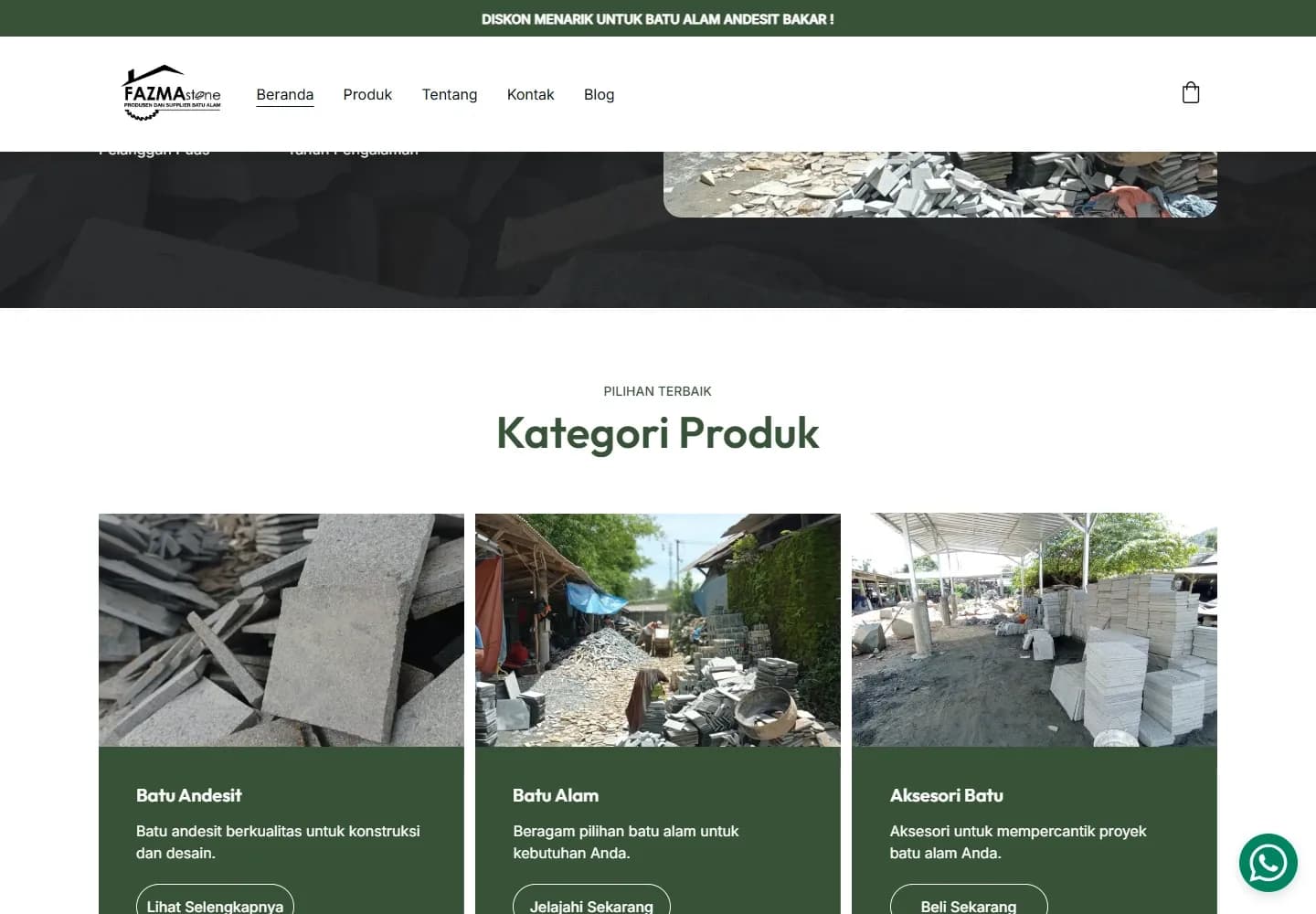 Fazmastone: Bagian beranda Fazmastone, tampilan desktop kedua.