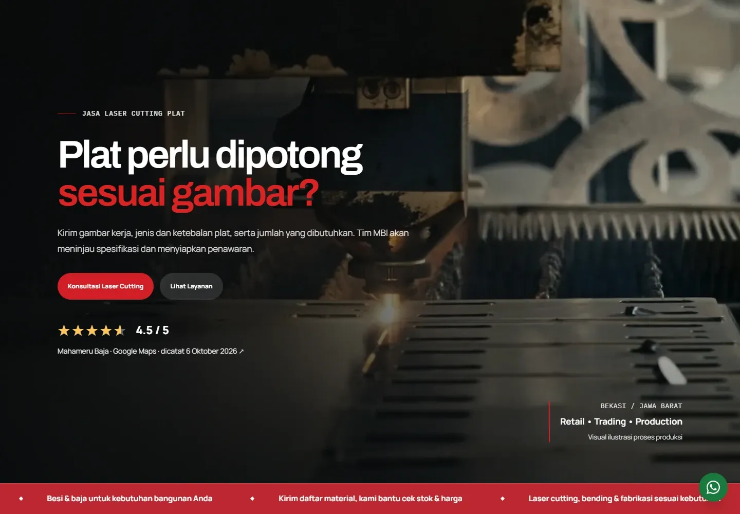 Screenshot website Mahameru Baja Indonesia