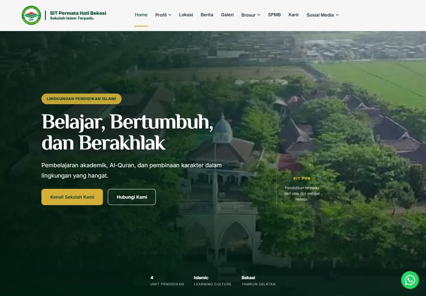 Screenshot website SIT Permata Hati Bekasi