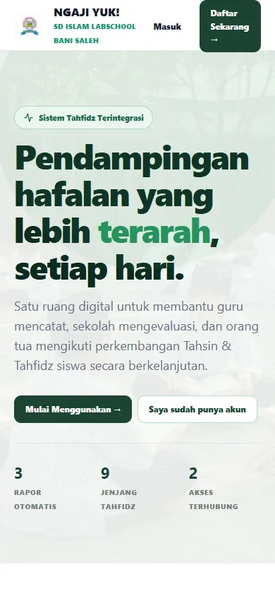 Ngaji Yuk!: Tampilan beranda Ngaji Yuk! di perangkat mobile.