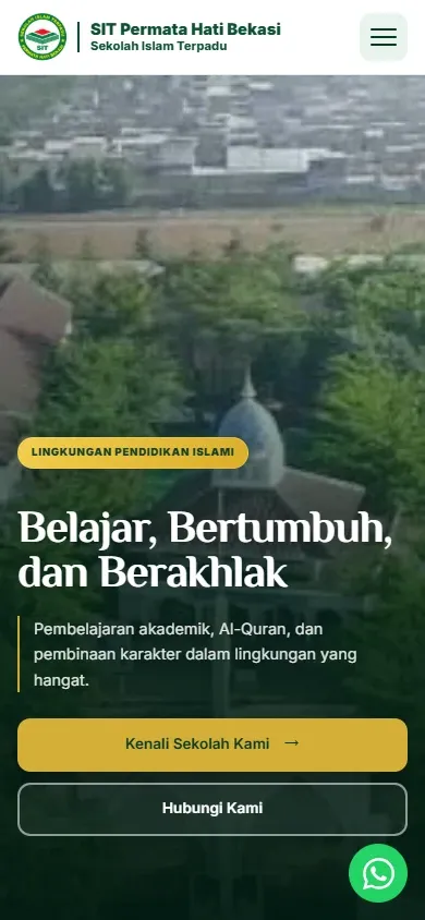 SIT Permata Hati Bekasi: Tampilan beranda SIT Permata Hati Bekasi di perangkat mobile.
